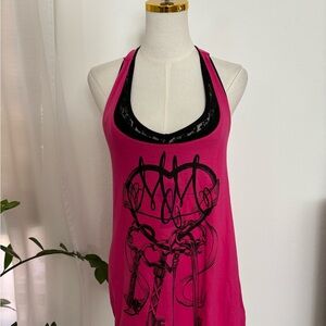 Pink Graphic Racerback Tank Top - Unbranded